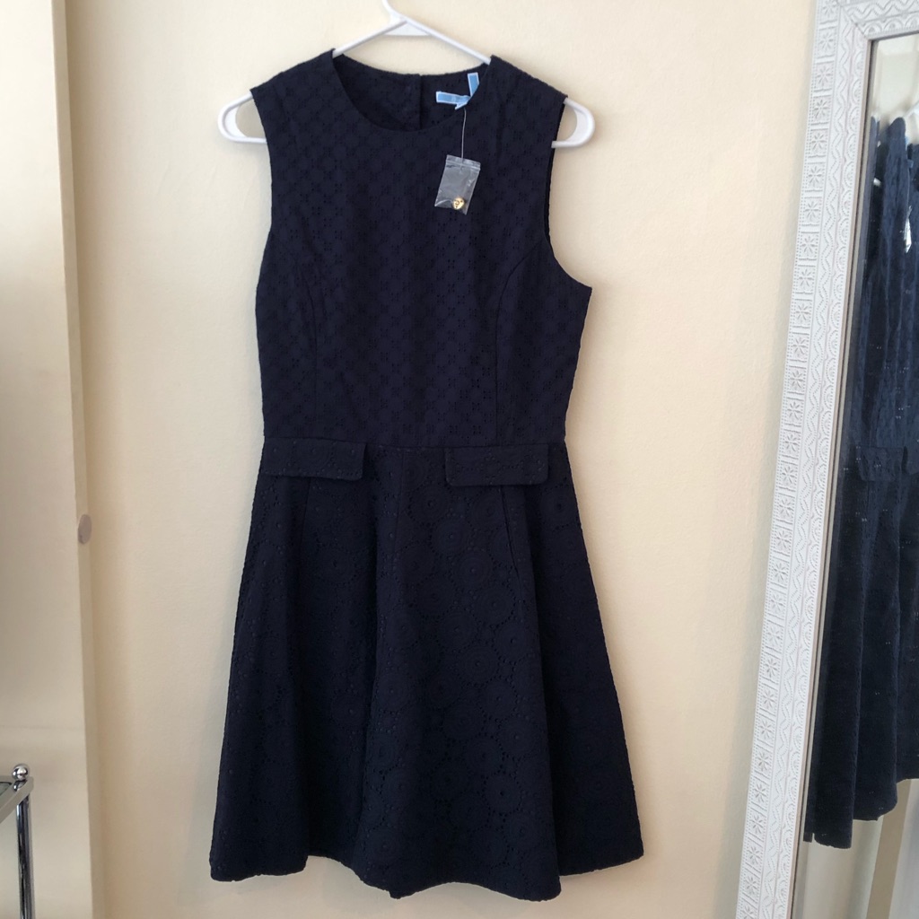 Draper James Navy Dress (Size 6) W/ Gold Hardware